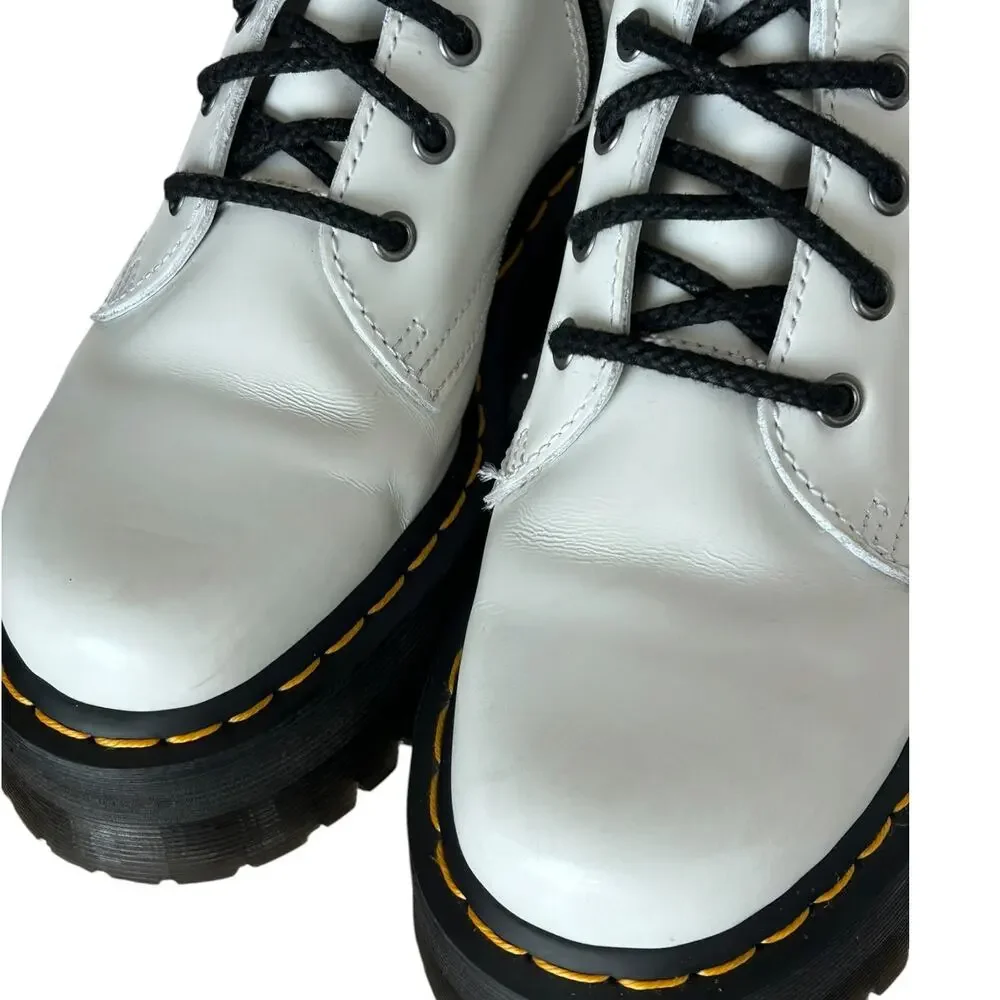 Dr. Martens Jadon White Leather Platform 8-Eye Boots Men US 6/Women 7